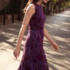 Midi-jurk met flockprint
