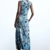 Midi-jurk met flockprint