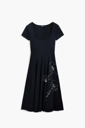 Midi-jurk met lage hals