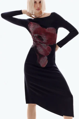 Midi-jurk met pixelprint