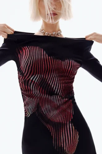 Midi-jurk met pixelprint