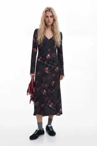 Midi-jurk met ruitjes