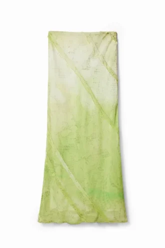 Midi-rok met bloemenkant