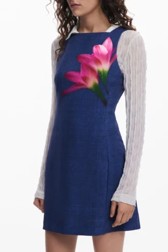 Mini-jurk met denimeffect