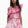 Mini-rok met peplum en bloemenprint