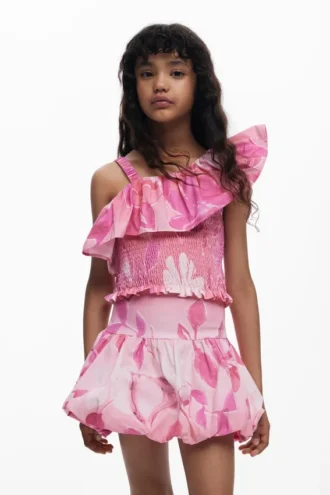 Mini-rok met peplum en bloemenprint