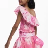 Mini-rok met peplum en bloemenprint