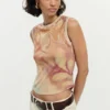 Mouwloos gebreid T-shirt
