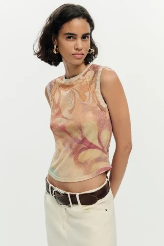 Mouwloos gebreid T-shirt