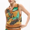 Mouwloos jacquard-patroon T-shirt