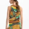 Mouwloos jacquard-patroon T-shirt