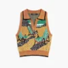 Mouwloos jacquard-patroon T-shirt