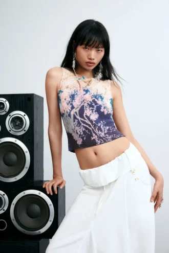 Mouwloos T-shirt met print