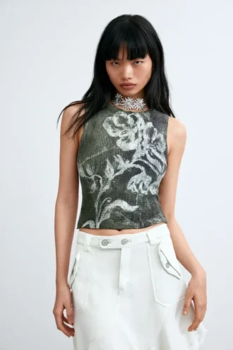Mouwloos T-shirt met print