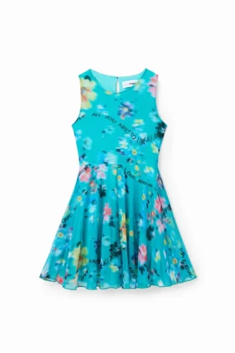 Mouwloze jurk met onscherpe print