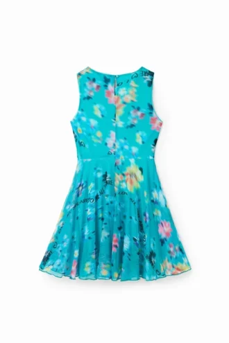 Mouwloze jurk met onscherpe print