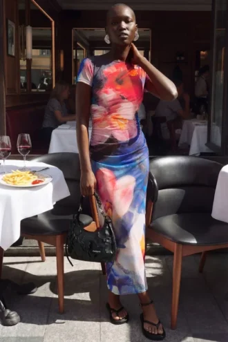 Mouwloze jurk met print