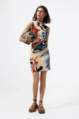 Mouwloze jurk met print