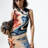 Mouwloze jurk met print