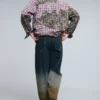Overhemd met lange mouwen en geruite patches