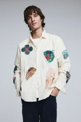 Overhemd met mozaïekpatches