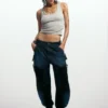 Patchwork denim broek