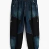 Patchwork denim broek