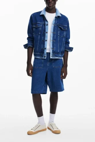 Patchwork denim jas
