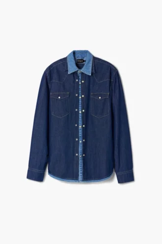 Patchwork denim overhemd