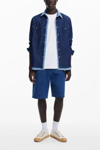 Patchwork denim overhemd