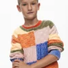 Patchwork gebreide trui