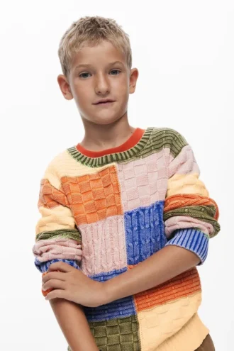 Patchwork gebreide trui