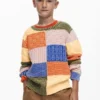Patchwork gebreide trui