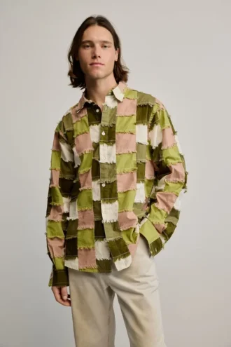 Patchwork geruit overhemd