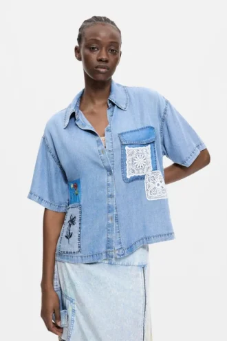 Patchwork-overhemd met korte mouwen