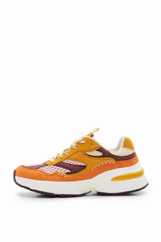 Patchwork-Sneakers van gespleten leer