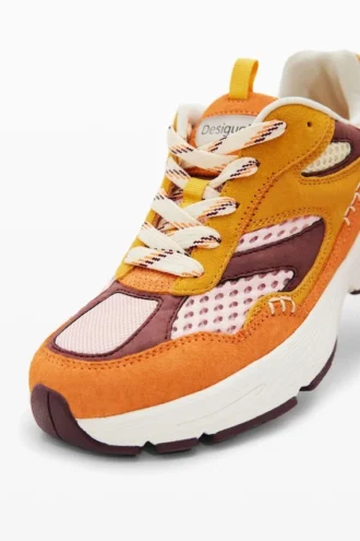 Patchwork-Sneakers van gespleten leer