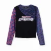 Patchwork T-shirt van tule met tekst