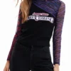 Patchwork T-shirt van tule met tekst