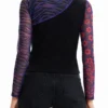 Patchwork T-shirt van tule met tekst