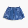 Peplum-denimrok met bloemenprint