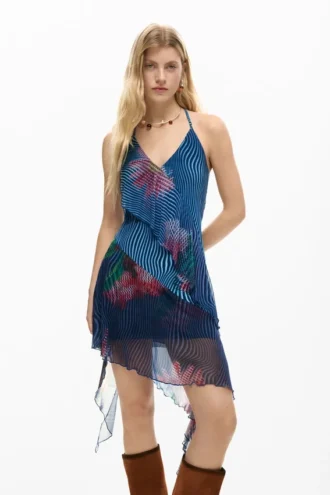 Pixelated jurk met ruches
