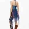 Pixelated jurk met ruches