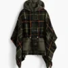 Poncho met ruitjesmotief en gewatteerde capuchon