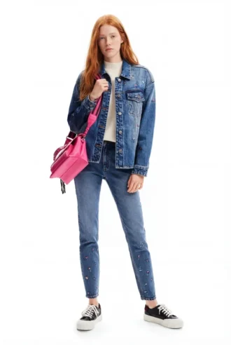 Push-up skinny jeans met bloemenprint
