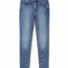 Push-up skinny jeans met bloemenprint