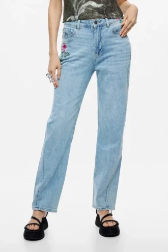 Rechte bloemenjeans