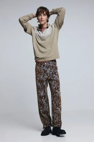 Rechte broek met textuur