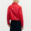 Rood imitatieleren jasje