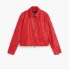 Rood imitatieleren jasje